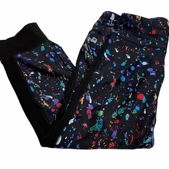 Fabletics Pants - Fabletics Black Leggings with Color Splatter
